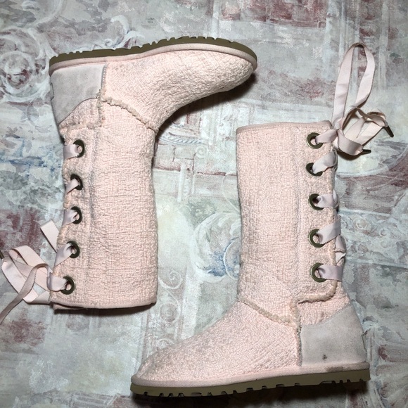 Ugg Heirloom Lace Up Pink Boots - Picture 2 of 9